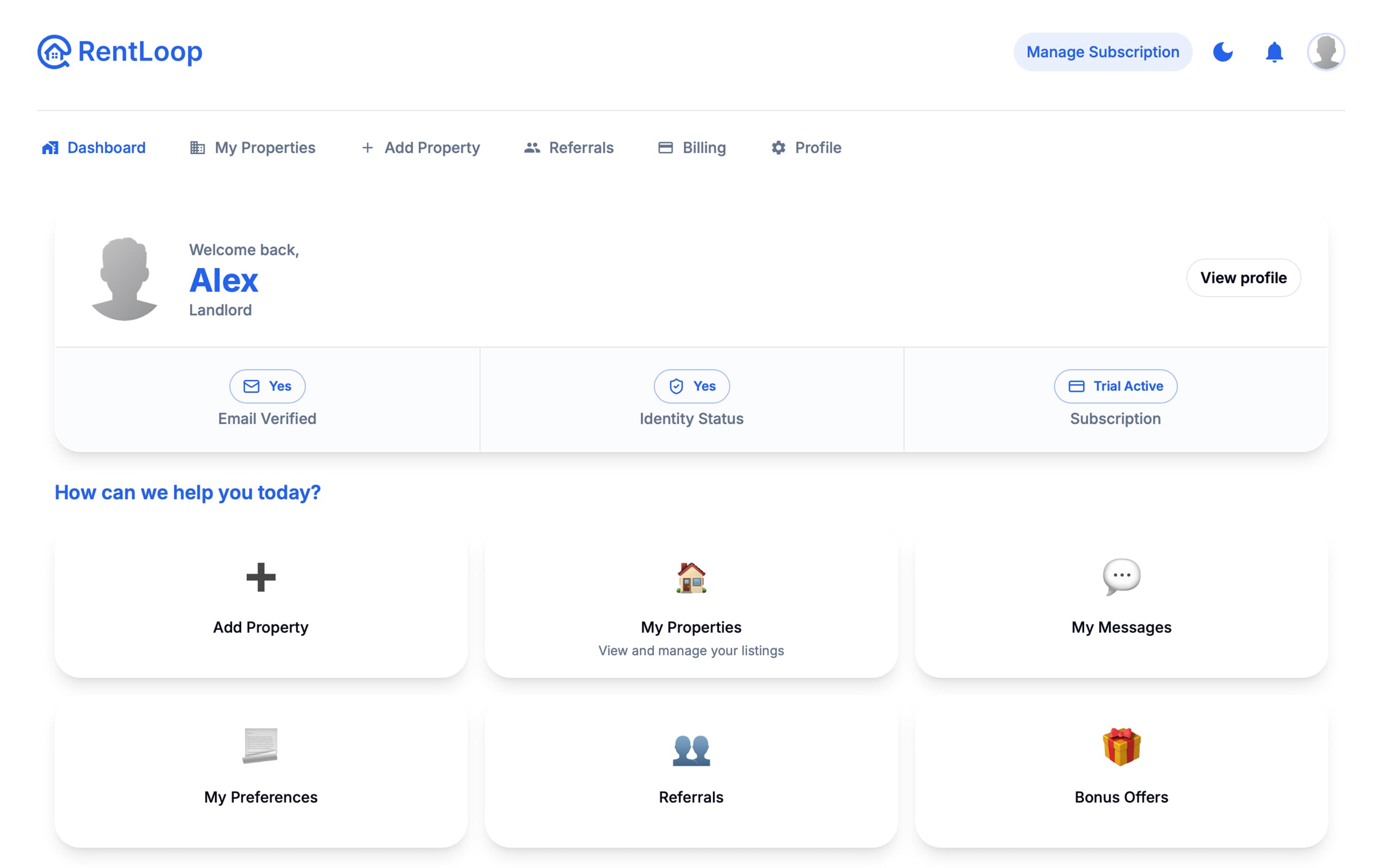 RentLoop Dashboard Screenshot